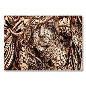 Desenler Arasında Gizli Kadın Yüzü Mdf Ahşap Tablo 35x50 cm