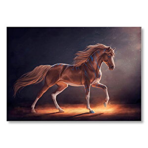 Muhteşem Kahverengi Aygır Ve Mavi Desenleri Mdf Ahşap Tablo 50x70 cm