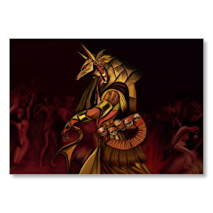 Anubis Ve Çıplak Tutsakları Mdf Ahşap Tablo 25x35 cm