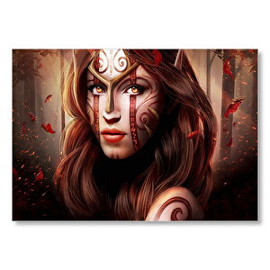 Amazon Savaşçı Kadını Ve Orman Mdf Ahşap Tablo 25x35 cm