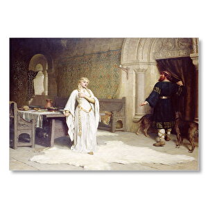 Beyaz Kıyafetli Lady Godiva Mdf Ahşap Tablo 50x70 cm