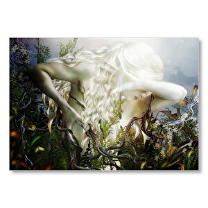 Platin Saçlı Mistik Kadın Mdf Ahşap Tablo 25x35 cm