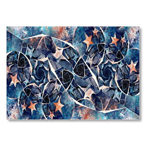 Siyah Daireler Ve Turuncu Yıldızlar Kompozisyon Mdf Ahşap Tablo 35x50 cm