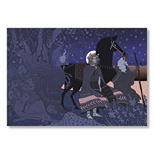 Prens, Büyücü Ve Siyah At Mdf Ahşap Tablo 50x70 cm