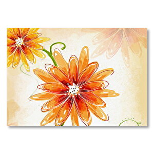 Kasımpatı Çiçekleri Dijital Çizim Mdf Ahşap Tablo 35x50 cm