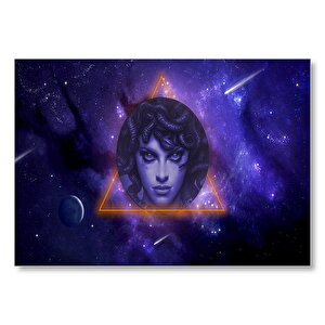 Üçgen İçinde Medusa Ve Galaksiler Mdf Ahşap Tablo 35x50 cm