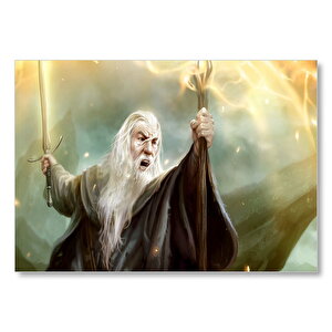 Ak Sakallı Gandalf Kılıcı Ve Asası Mdf Ahşap Tablo 35x50 cm