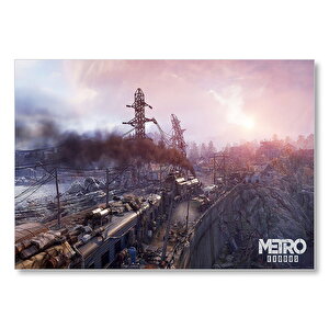 Metro Exodus Buharlı Tren Ve Harabe Şehir Mdf Ahşap Tablo 35x50 cm