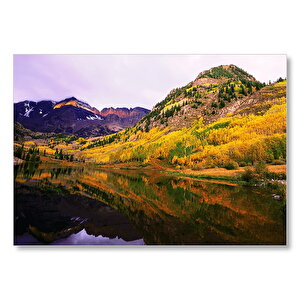 Appalachian Dağları Ve Berrak Dağ Gölü Mdf Ahşap Tablo 50x70 cm