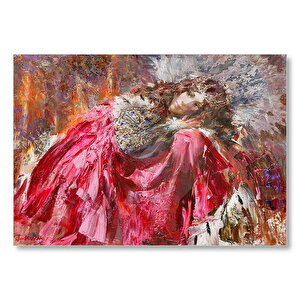 Kırmızı Beyaz Taşlı Elbiseli Kraliçe Mdf Ahşap Tablo 50x70 cm