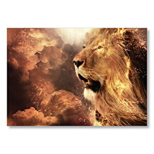 Erkek Aslan Yelesi Ve Aynı Renk Bulutlar Mdf Ahşap Tablo 25x35 cm