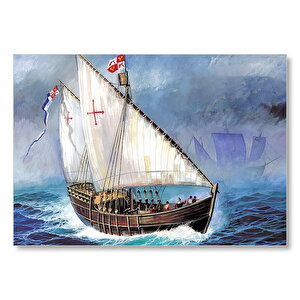 Amerika'yı Keşfeden Colomb'un Yelkenlisi Mdf Ahşap Tablo 35x50 cm