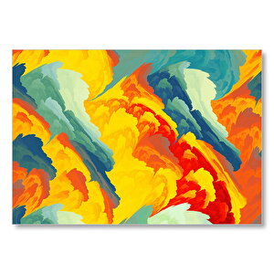 Renkli Fırça Darbeleri Kompozisyon Mdf Ahşap Tablo 25x35 cm