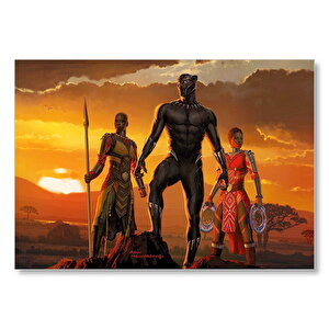 Günbatımında Afrikalı Savaşçı Ve Kadın Savaşçılar Mdf Ahşap Tablo 50x70 cm