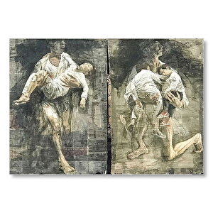 Kucakta Uyuyan Çocuklar Mdf Ahşap Tablo 50x70 cm