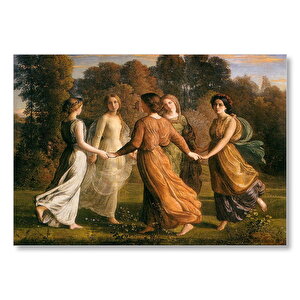 Louis Janmot Bahçede Çember Halindeki Genç Kızlar Mdf Ahşap Tablo 50x70 cm