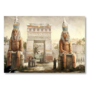 Antik Mısır Zafer Takı Ve Sfenksler Mdf Ahşap Tablo 35x50 cm