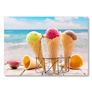 Masada Kornet Dondurmalar Flu Sahil Arka Plan Mdf Ahşap Tablo 25x35 cm