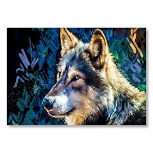 Gri Kurt Başı Yakın Plan Dijital İllüstrasyon Mdf Ahşap Tablo 35x50 cm