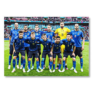 İtalya Uefa Euro 2021 Şampiyonluk Pozu Mdf Ahşap Tablo 50x70 cm