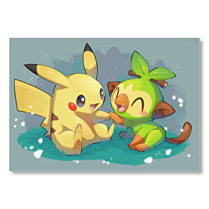 Pikaçu Ve Sevimli Arkadaşı Mdf Ahşap Tablo 35x50 cm