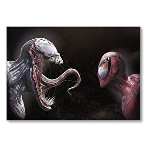 Venom Ve Örümcek Adam Dijital Çizim Mdf Ahşap Tablo 35x50 cm