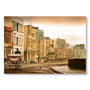 Küba'da Tenha Bir Cadde Mdf Ahşap Tablo 25x35 cm