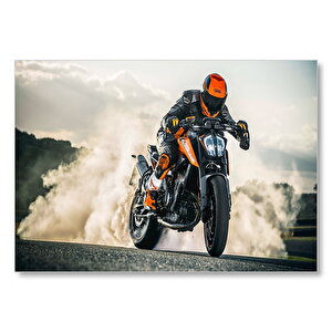 Yamaha Naked Motorsiklet Ve Patinaj Dumanları Mdf Ahşap Tablo 35x50 cm