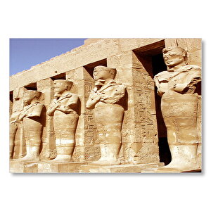 Antik Mısır'da Tapınağın Muhafızları Kil Heykeller Mdf Ahşap Tablo 35x50 cm