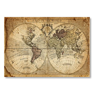 Dünya Haritası 1725 Yılı Mdf Ahşap Tablo 25x35 cm