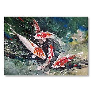 Koi Balıkları Üstten Görünüş Mdf Ahşap Tablo 35x50 cm