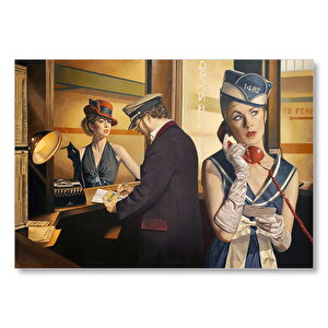 Bilet Gişesi Ve Birinci Sınıf Yolcu Mdf Ahşap Tablo 25x35 cm