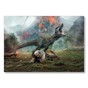 Jurassic World Kayıp Krallık T-rex Ve Yanardağ Mdf Ahşap Tablo 25x35 cm