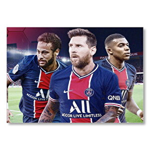 Messi Neymar Mbappe Artık Bi Arada Mdf Ahşap Tablo 25x35 cm