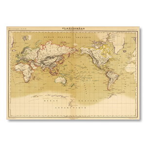 Dünya Haritası 1833 Yılı Mdf Ahşap Tablo 50x70 cm
