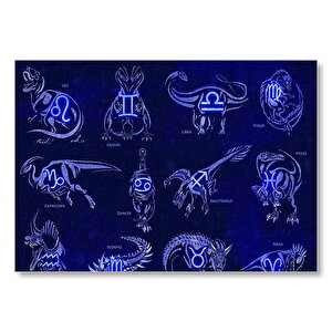 Dinozorlu Burç Sembolleri Neon Mdf Ahşap Tablo 25x35 cm