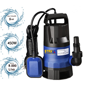 Staxx 450w Elektrikli Plastik Gövdeli Kirli Ve Temiz Su Pompası Şamandıralı Otomatik Set