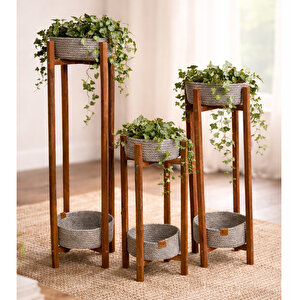 Ahşap Saksı 3 Lü Saksı Seti Ahşap Saksılık Çiçeklik 5060