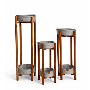 Ahşap Saksı 3 Lü Saksı Seti Ahşap Saksılık Çiçeklik 5060