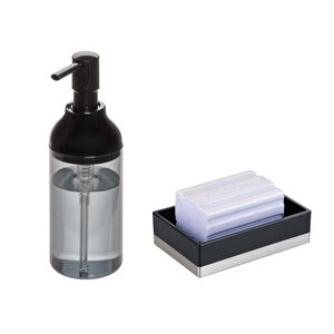 Sıvı Sabunluk Ve Sabunluk 2 Li Banyo Seti Siyah Model