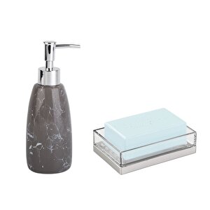 Sıvı Sabunluk Ve Sabunluk 2 Li Banyo Seti,gri Model