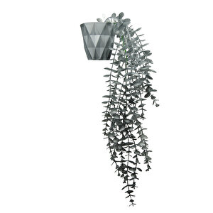 Gümüş Okaliptus 45 Cm New Collection Gümüş Elmas Saksıda Yapay Sarkan Bitki