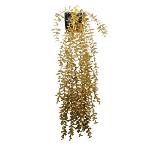 Yapay Çiçek Maxi Boy Siyah Saksılı Gold Okaliptus Sarkıtı