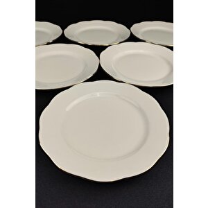 Digithome 6'lı Gold Rim Pasta Tabağı 19 Cm Altın - Tl4036716