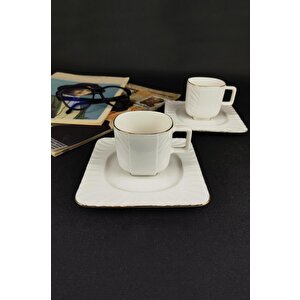 Digithome One Gold Line Porselen 6’lı Kahve Fincan Takımı Yaldızlı – Sqfes-90