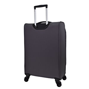 Pierre Cardin Ultra Light Hafif Lüx Kumaş 2'li Valiz Seti Orta Boy - Kabin Boy Gri Pc4200