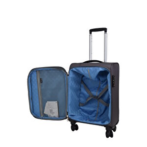 Pierre Cardin Ultra Light Hafif Lüx Kumaş Kabin Boy Valiz Gri Pc4200