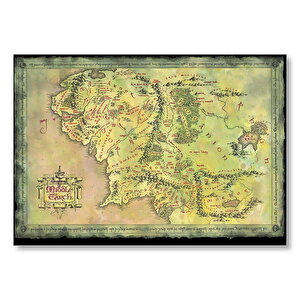 Yeşil Renk Mordur Orta Düya Haritası Görseli Mdf Ahşap Tablo 35x50 cm