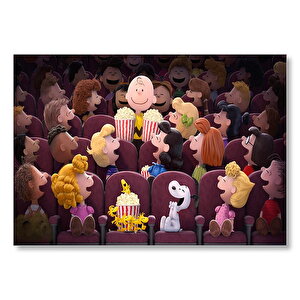 Snoopy Ve Arkadaşları Sinemada Mdf Ahşap Tablo 25x35 cm