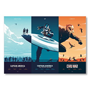 Captain America Üçlemesi Mdf Ahşap Tablo 50x70 cm